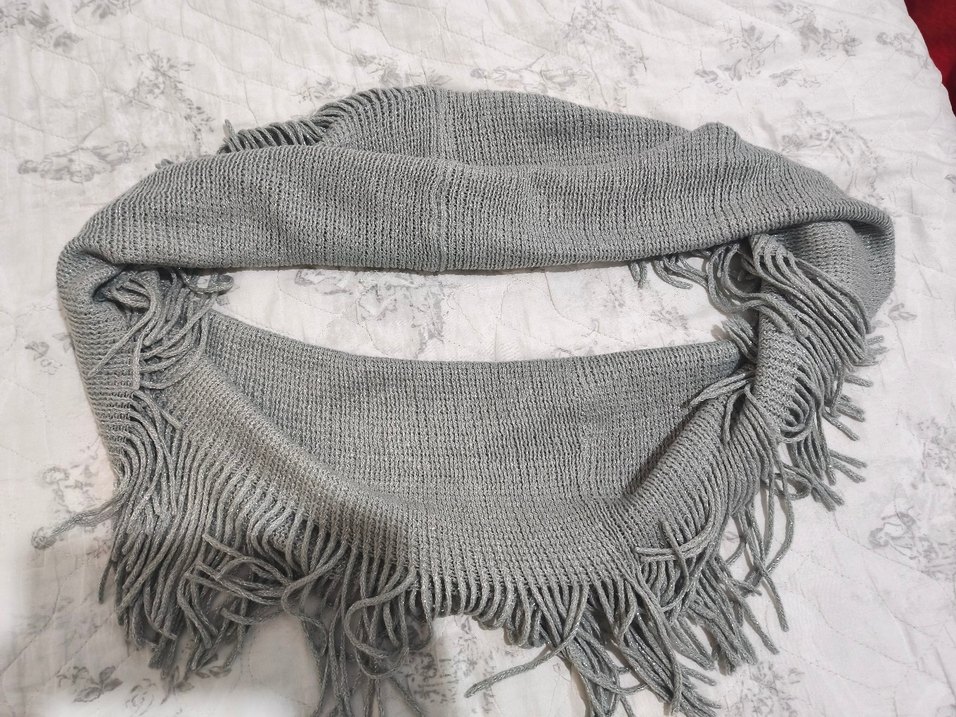 Gri Örgü Kadın Şal - Görsel 5