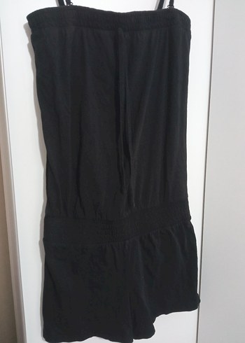 Siyah Süet Mini Askılı Tulum - Görsel 2