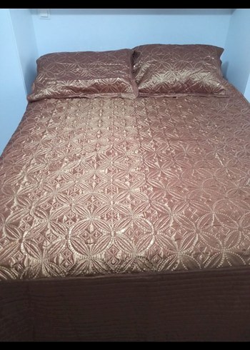 Kahverengi Nakışlı pul işli Yatak Örtüsü - Görsel 3