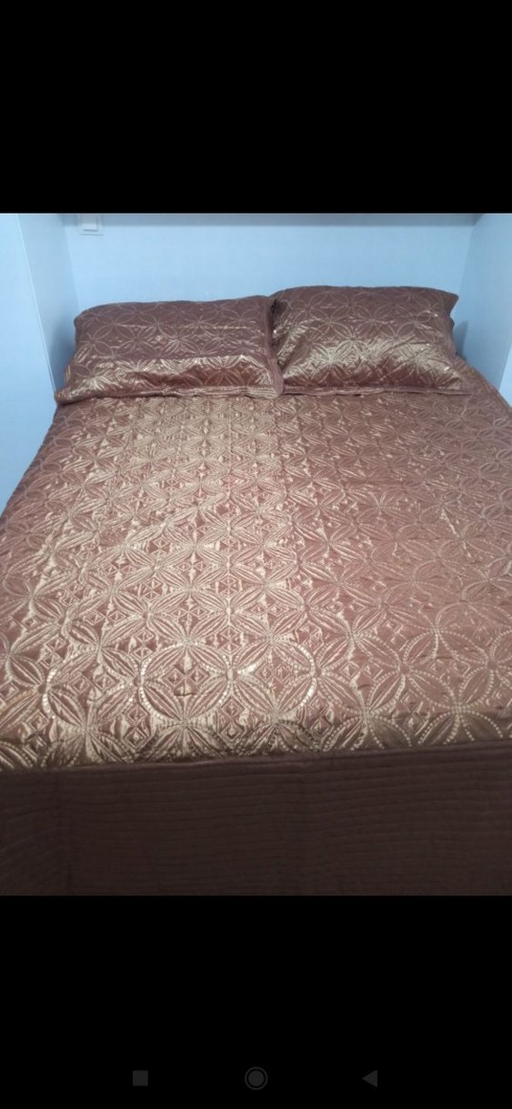 Kahverengi Nakışlı pul işli Yatak Örtüsü - Görsel 3