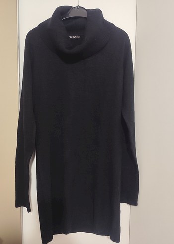 Siyah Yüksek Yakalı Midi Kadın Kazak - Görsel 2