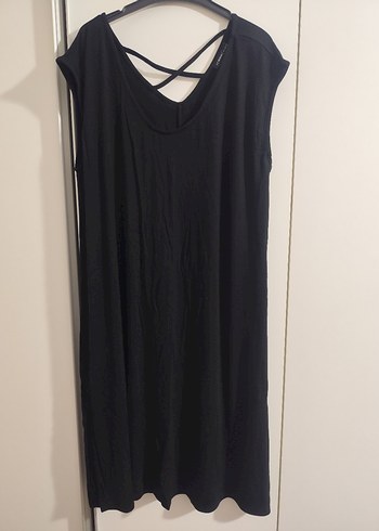 Siyah V Yaka Uzun Askılı Gotik Elbise - Görsel 2