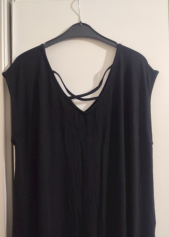 Siyah V Yaka Uzun Askılı Gotik Elbise - Görsel 4