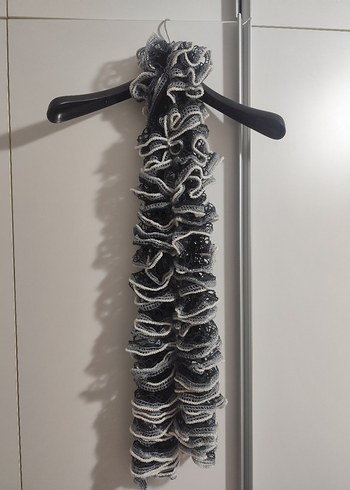 Kadın Gri Fırfırlı Triko Şal - Görsel 2