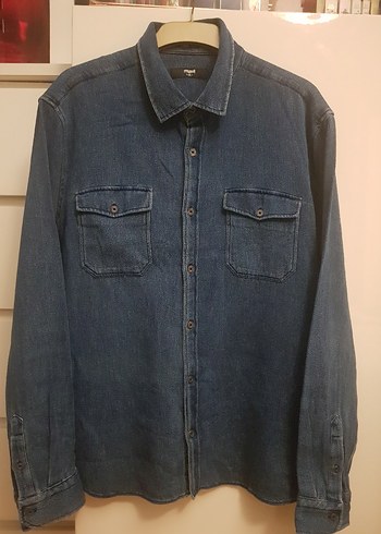 Kalın Uzun Kollu Erkek Denim Gömlek
