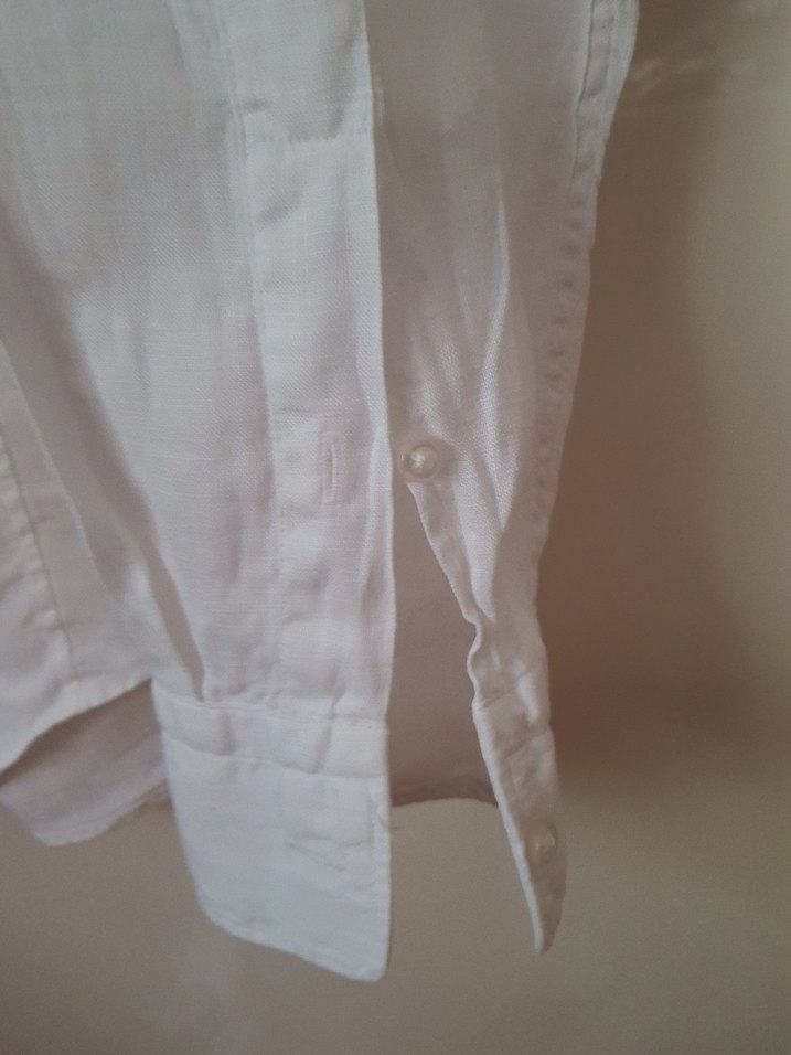 Erkek Beyaz Uzun Kollu Denim Gömlek - Görsel 2