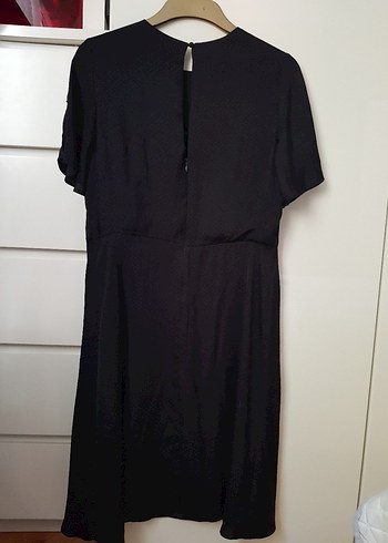 Siyah Midi V Yaka Salaş Elbise - Görsel 4