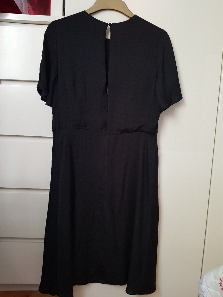 Siyah Midi V Yaka Salaş Elbise - Görsel 4