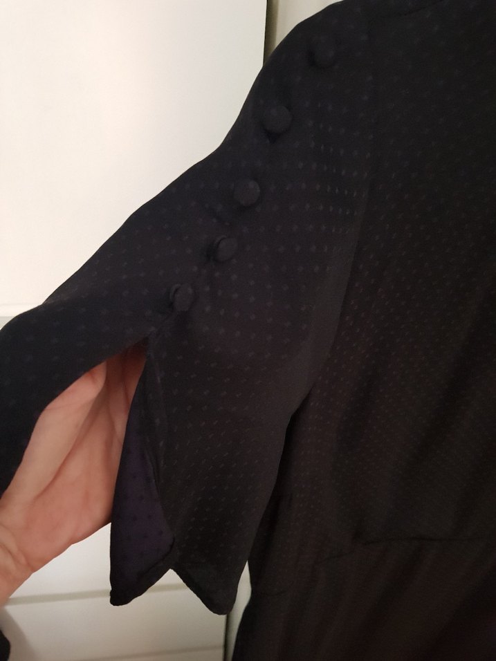 Siyah Midi V Yaka Salaş Elbise - Görsel 2