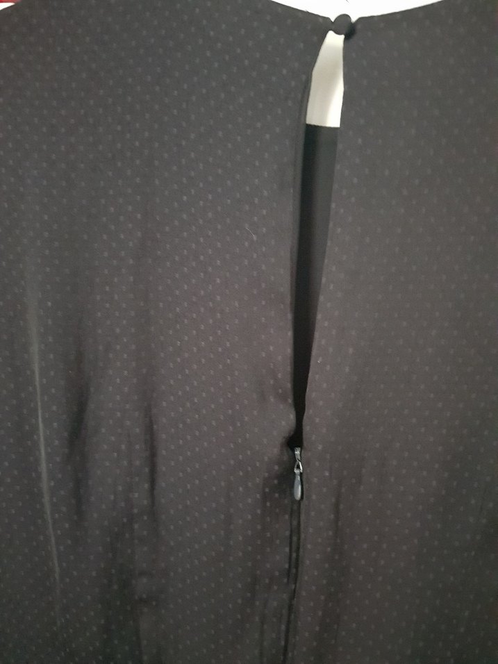 Siyah Midi V Yaka Salaş Elbise - Görsel 5