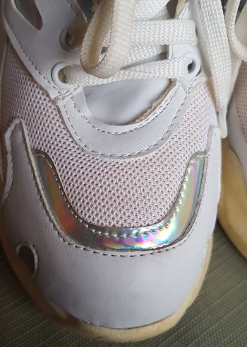 Beyaz Bağcıklı Spor Kadın Sneakers - Görsel 5