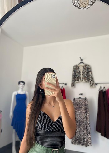 Zebra Desenli Strappy Midi Büstiyer