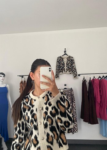 Diğer Leopar Desenli Kürklü Kadın Hırka
