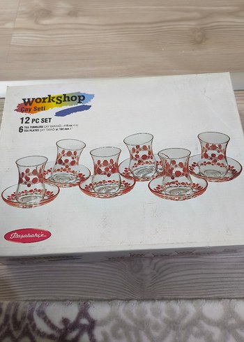 Kırmızı Desenli 6'lı Çay Bardak Seti - Görsel 2