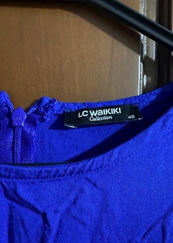 Kolsuz Mavi Keten Uzun Elbise - Görsel 4