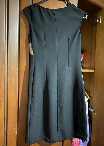 Kahverengi Siyah Desenli Midi Elbise - Görsel 5