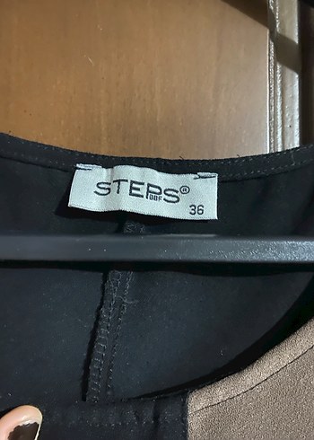 Kahverengi Siyah Desenli Midi Elbise - Görsel 4