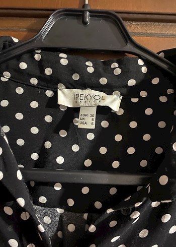 Siyah Puantiyeli Uzun Kollu Gömlek - Görsel 3