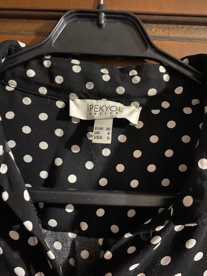 Siyah Puantiyeli Uzun Kollu Gömlek - Görsel 3