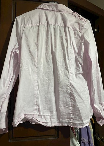 Düğmeli Beyaz Keten Kadın Gömlek - Görsel 4