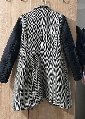 Gri Midi Kabanı, Düğmeli, Uzun Kollu - Görsel 2