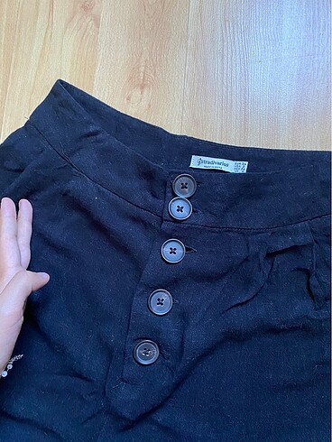 Stradivarius stradivarius siyah keten pantolon