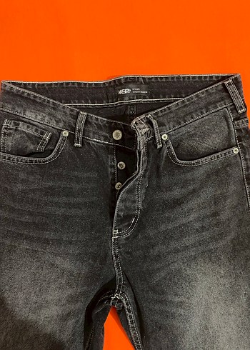 30 Beden siyah Renk Gri Regular Fit Sokak Stili Jean