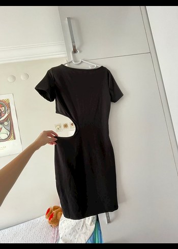 Siyah V Yaka Mini Elbise - Görsel 2