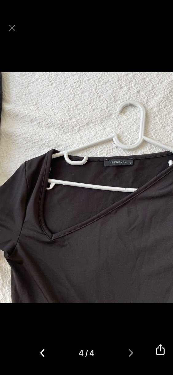 Siyah V Yaka Mini Elbise - Görsel 4