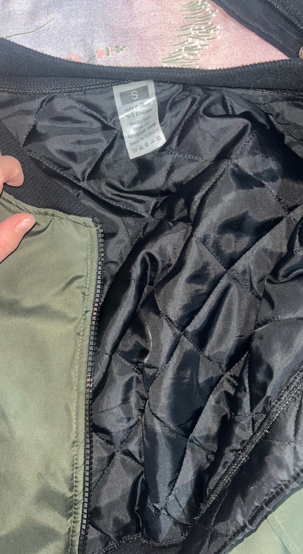 Kadın Haki Fermuarlı Street Wear Ceket - Görsel 2