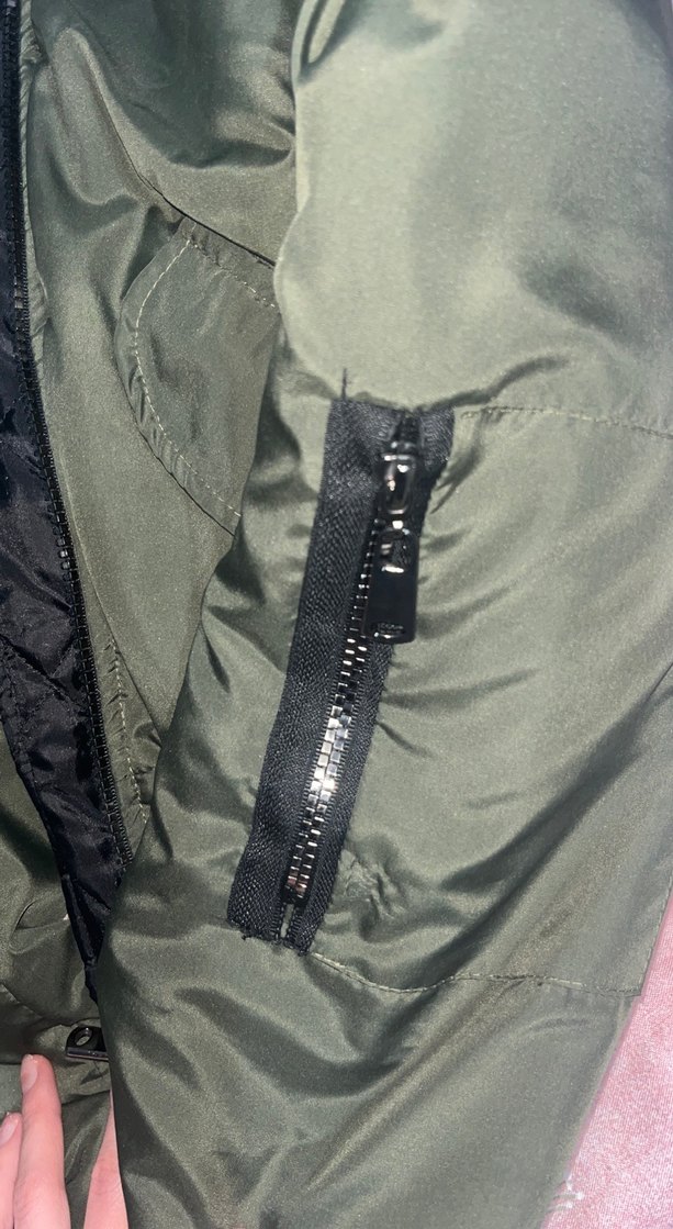 Kadın Haki Fermuarlı Street Wear Ceket - Görsel 4