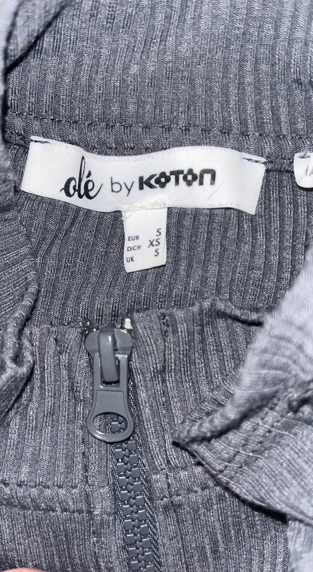 Kadın Gri Mini Fermuarlı Ceket - Görsel 2