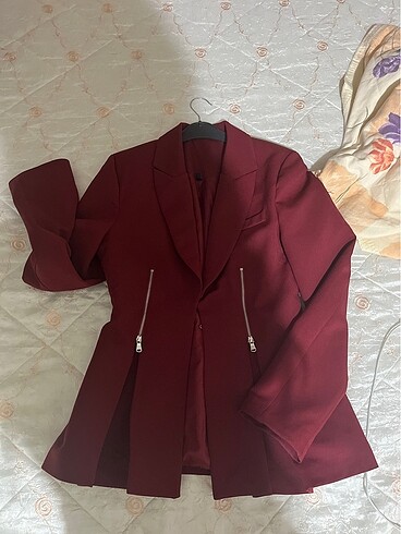 kırmızı dar suit blazer ceket