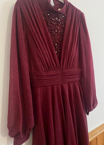 bordo Abiye simli