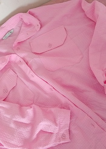 LC Waikiki Düğmeli Pembe Kadın Gömlek salaş