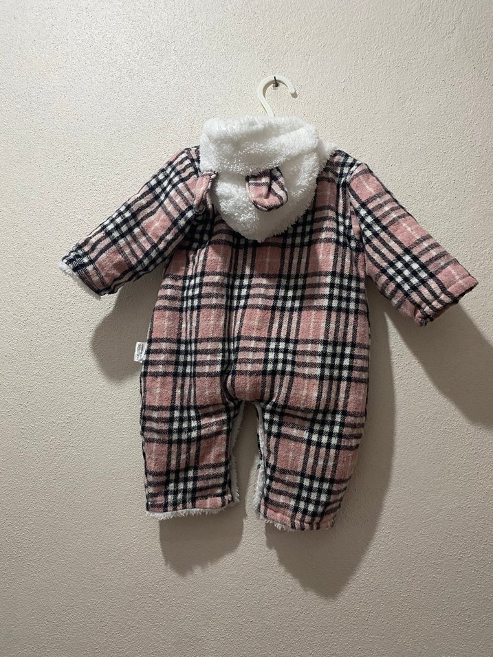 Pembe Ekoseli Bebek Kız Tulumu - Görsel 3