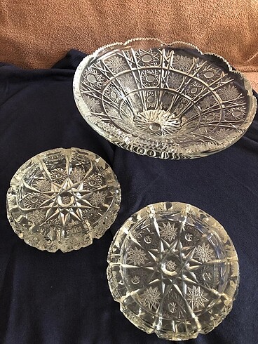  Beden Kristal Küllük ve Masa üstü tabak (3 parça)