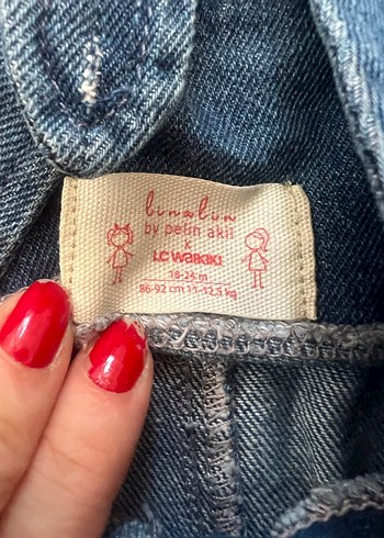 LC Waikiki Lc Waikiki Kızlar için Düğmeli Koyu Mavi Denim Salopet