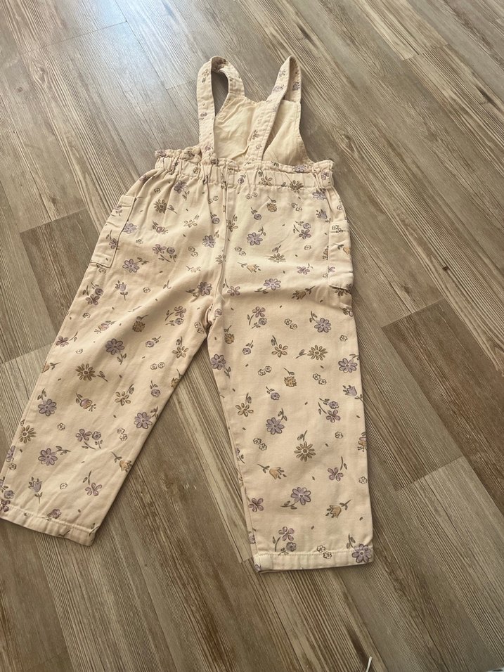 ZARA Bej Çiçek Desenli Kız Salopet - Görsel 2