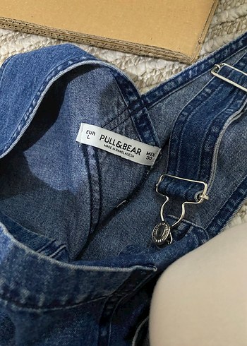 Mavi Kot Askılı Midi Elbise - Görsel 3