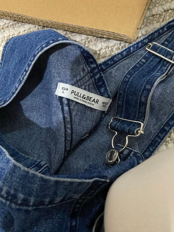 Mavi Kot Askılı Midi Elbise - Görsel 3