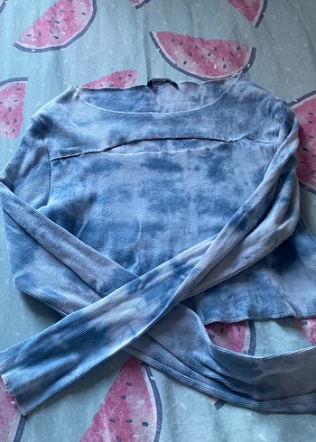 Kızlar için Uzun Kollu Batik Denim Tişört(((( M BEDEN))) - Görsel 2