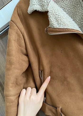 Kısa Kesim Kahverengi Süet Kadın Ceket - Görsel 2