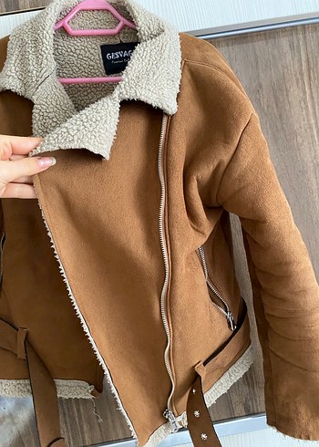 Kısa Kesim Kahverengi Süet Kadın Ceket - Görsel 3