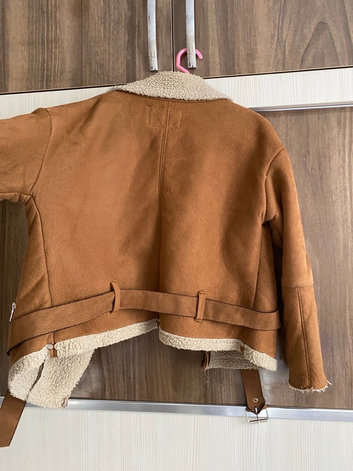 Kısa Kesim Kahverengi Süet Kadın Ceket - Görsel 4