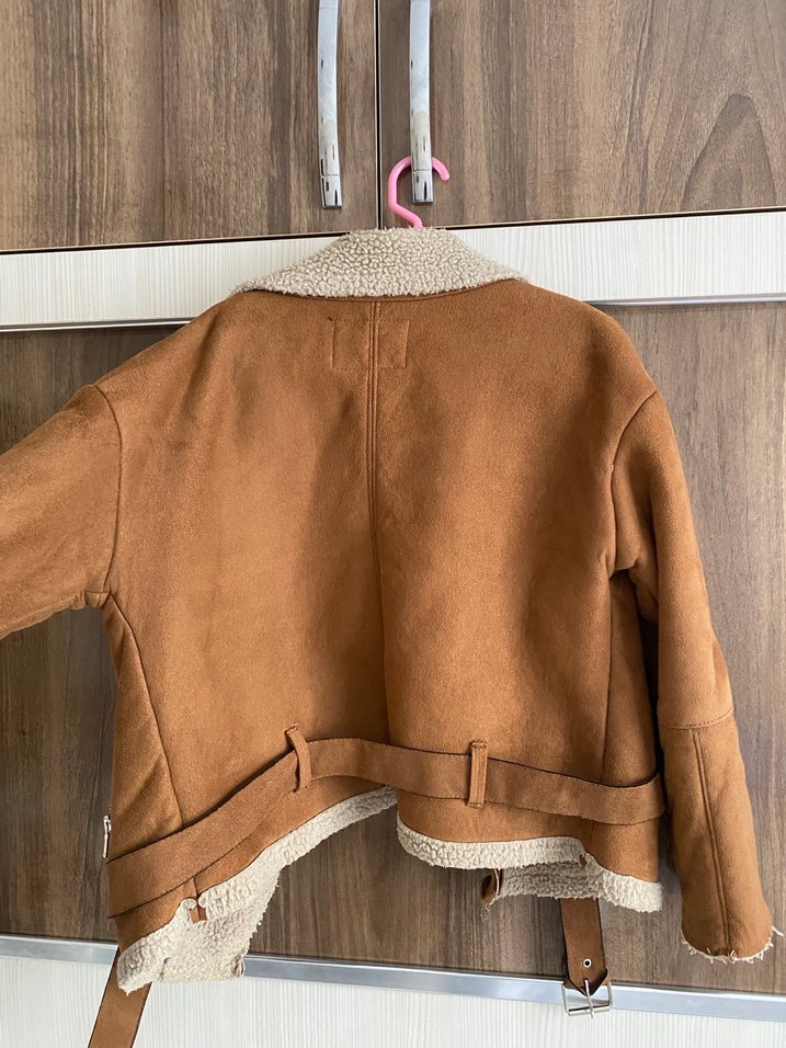 Kısa Kesim Kahverengi Süet Kadın Ceket - Görsel 5