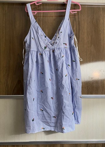 Nakışlı Mavi Hamile ve Emzirme Gecelik - Görsel 2