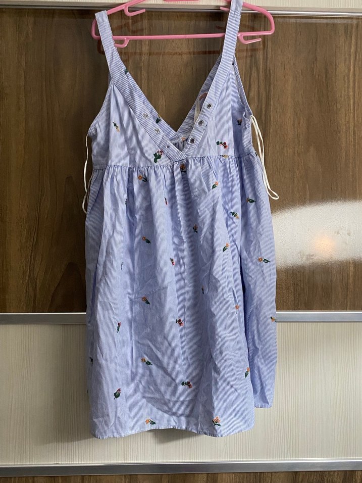 Nakışlı Mavi Hamile ve Emzirme Gecelik - Görsel 2