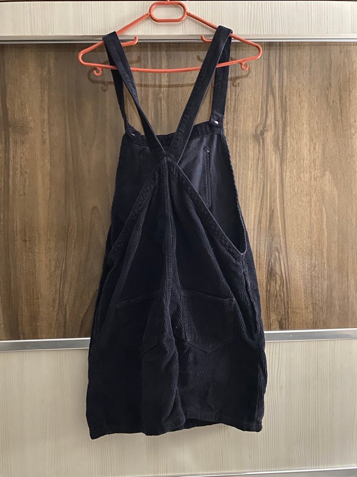 Kadın Lacivert Denim Askılı Midi Salopet - Görsel 2