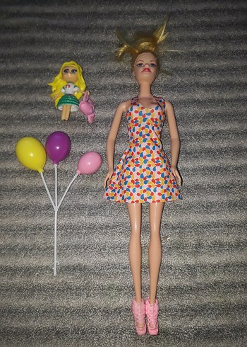 barbie bebek balon ve küçük bebek hediyeli